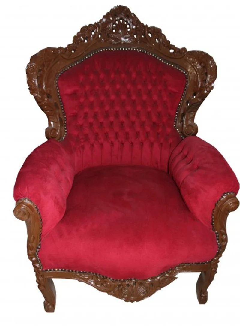 Casa Padrino Barock Sessel King Bordeaux / Braun 85 x 85 x H. 120 cm - Limited Edition