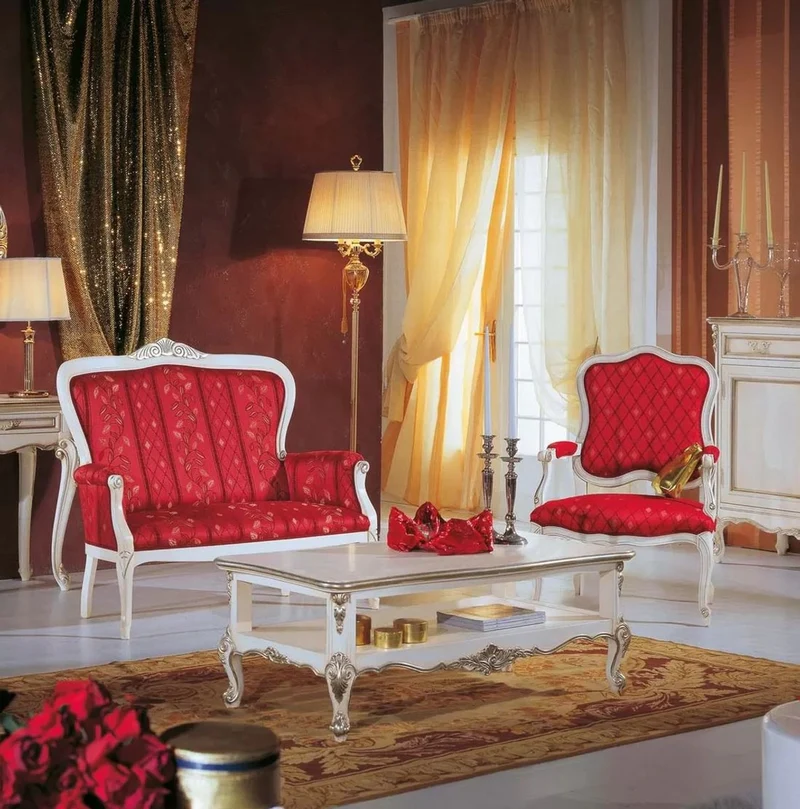 Casa Padrino Luxus Barock Sessel Rot / Weiß / Silber - Handgefertigter Wohnzimmer Sessel - Barock Wohnzimmer Möbel - Luxus Qualität - Made in Italy