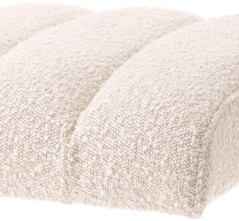 Casa Padrino Luxus Hocker Creme / Messing 62 x 46 x H. 45 cm - Gepolsterter Sitzhocker mit Edelstahl Gestell - Luxus Wohnzimmer & Hotel Möbel - Luxus Qualität