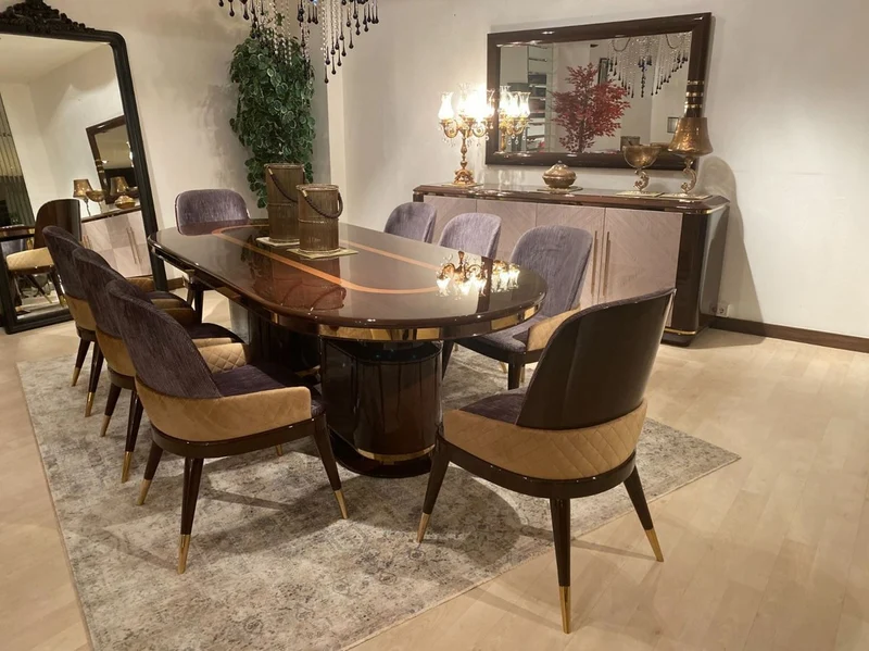 Casa Padrino Luxus Möbel Set Dunkelbraun / Grau / Gold - 1 Sideboard mit 4 Türen & 1 Wandspiegel - Luxus Hotel Möbel