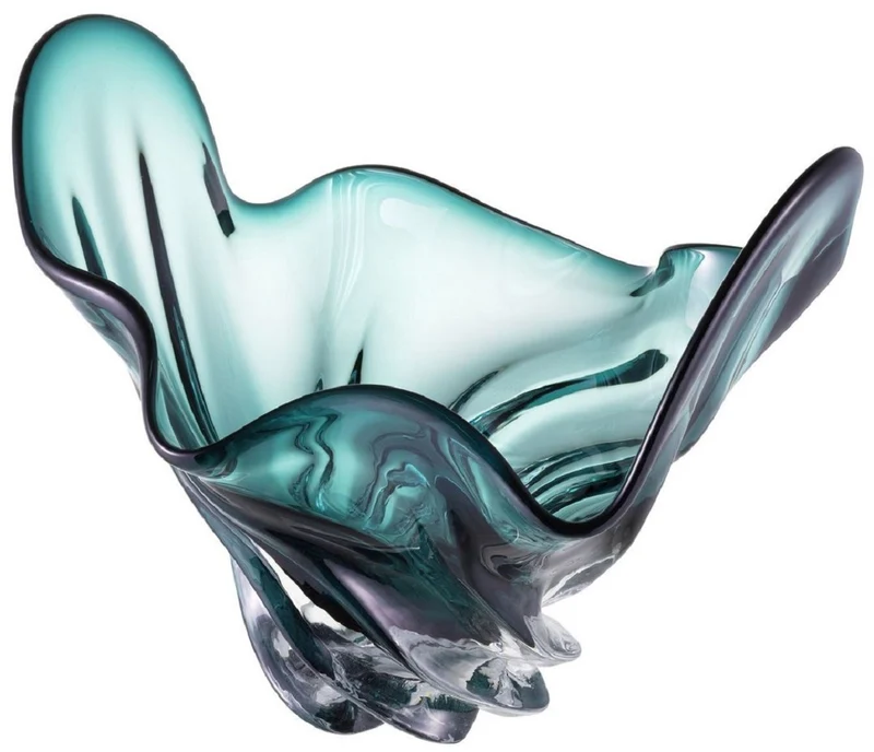 Casa Padrino Luxus Schüssel Grün 42 x 27 x H. 25 cm - Moderne Deko Schüssel aus mundgeblasenem Glas - Deko Accessoires - Luxus Qualität