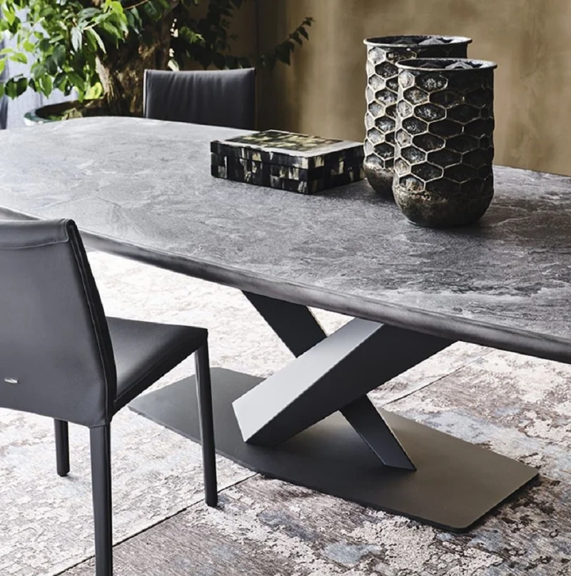 Casa Padrino Luxus Esstisch Schwarz 300 x 128 x H. 73 cm - Esszimmertisch mit hochwertiger Keramik Tischplatte - Moderne Esszimmer Möbel - Luxus Qualität - Made in Italy