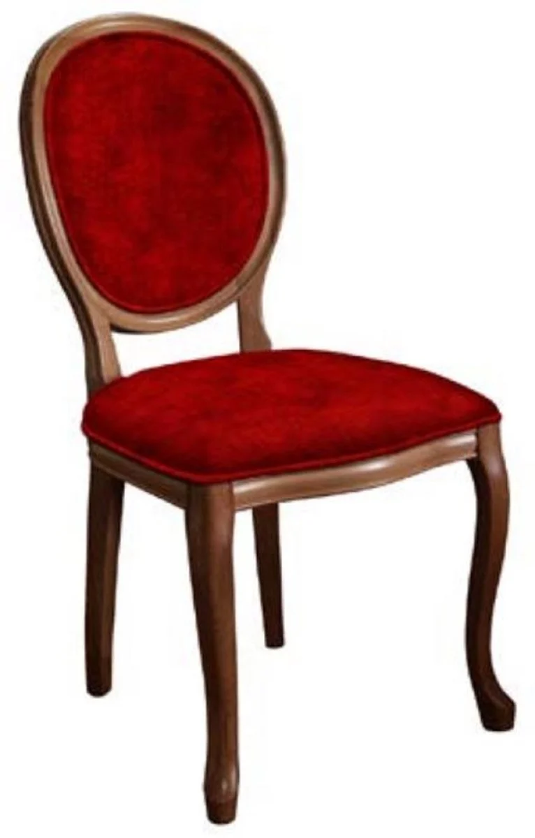 Casa Padrino Barock Esszimmerstuhl Bordeauxrot / Braun - Handgefertigter Antik Stil Stuhl - Esszimmer Möbel im Barockstil