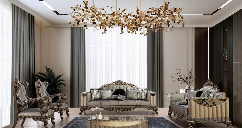 Casa Padrino Luxus Barock Wohnzimmer Set Silber / Schwarz / Gold - 2 Barock Sofas & 2 Barock Sessel & 1 Barock Couchtisch - Barock Wohnzimmer Möbel