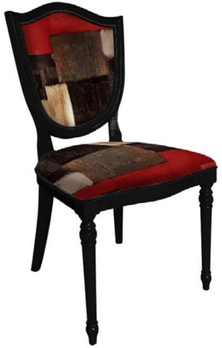 Casa Padrino Art Deco Esszimmerstuhl Set Mehrfarbig / Schwarz - 6 Handgefertigte Art Deco Küchen Stühle - Art Deco Esszimmer Möbel