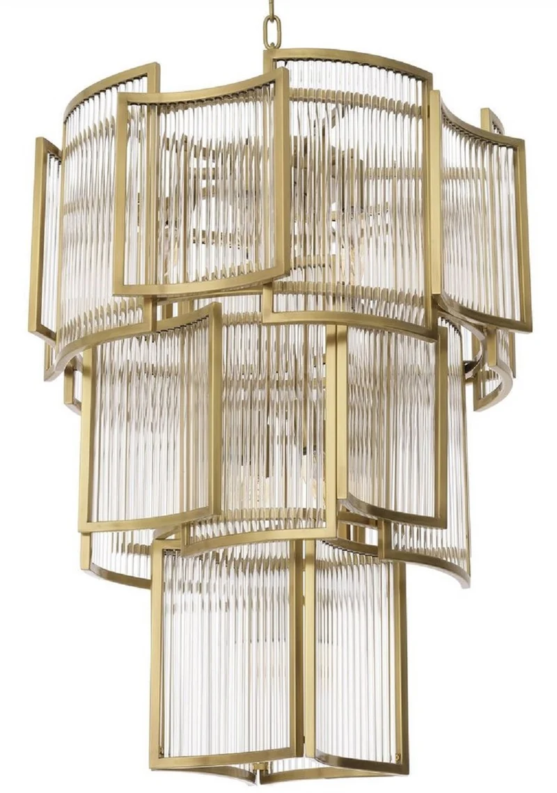 Casa Padrino Luxus Kronleuchter Antik Messingfarben Ø 58 x H. 84 cm - Moderner Hotel & Restaurant Kronleuchter - Luxus Qualität