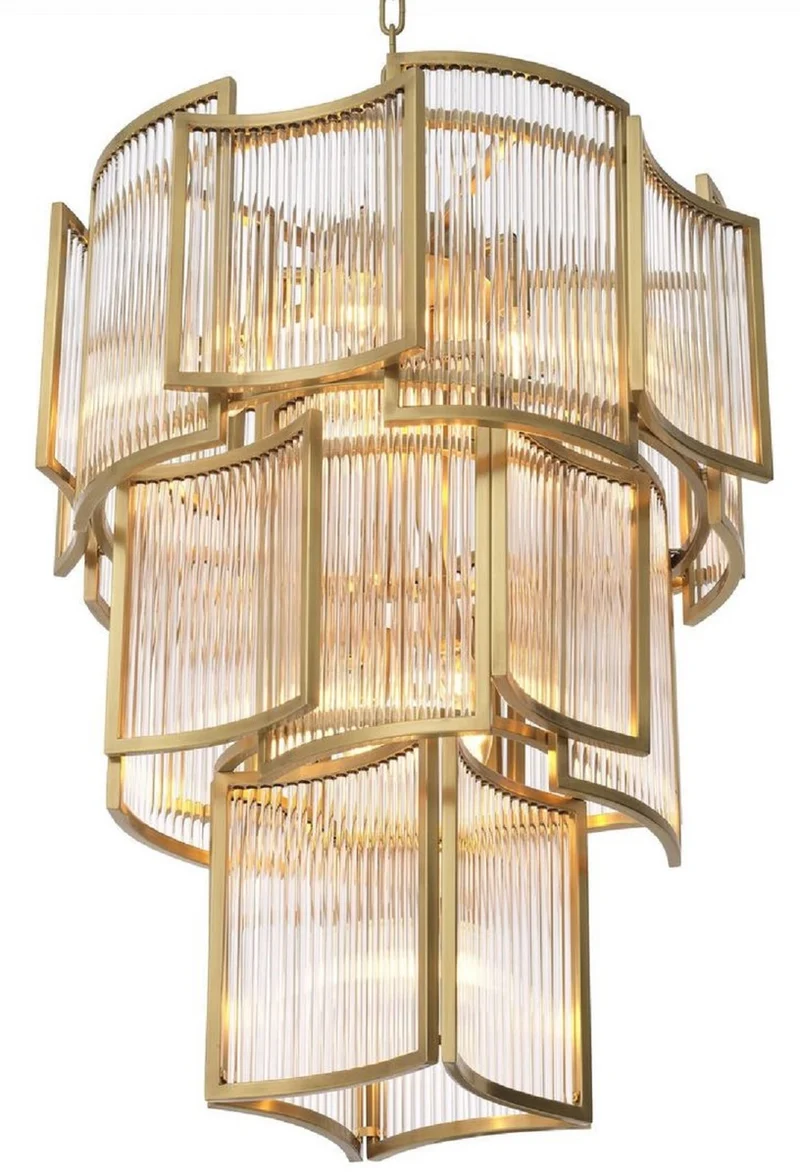 Casa Padrino Luxus Kronleuchter Antik Messingfarben Ø 58 x H. 84 cm - Moderner Hotel & Restaurant Kronleuchter - Luxus Qualität