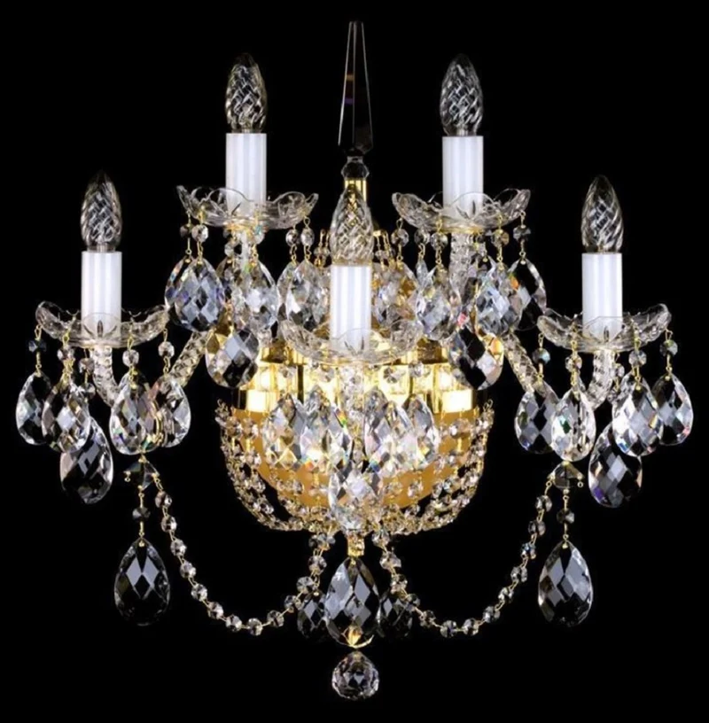 Casa Padrino Luxus Barock Kristall Wandleuchte Gold 51 x 32 x H. 56 cm - Prunkvolle Wandlampe mit Böhmischem Kristallglas - Edel & Prunkvoll