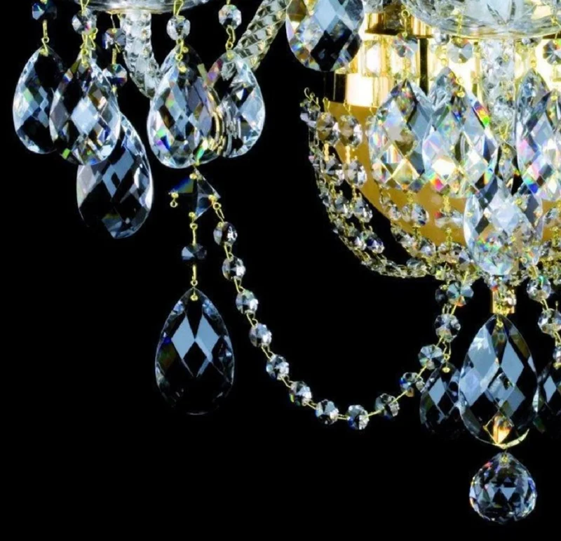 Casa Padrino Luxus Barock Kristall Wandleuchte Gold 51 x 32 x H. 56 cm - Prunkvolle Wandlampe mit Böhmischem Kristallglas - Edel & Prunkvoll