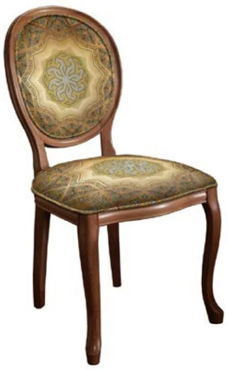 Casa Padrino Barock Esszimmerstuhl Set Mehrfarbig / Braun - 6 Handgefertigte Massivholz Küchen Stühle im Barockstil - Barock Esszimmer Möbel