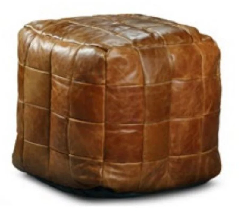 Casa Padrino Luxus Leder Hocker Braun 45 x 45 x H. 45 cm - Echtleder Hocker in Würfelform - Fußhocker - Wohnzimmer Möbel