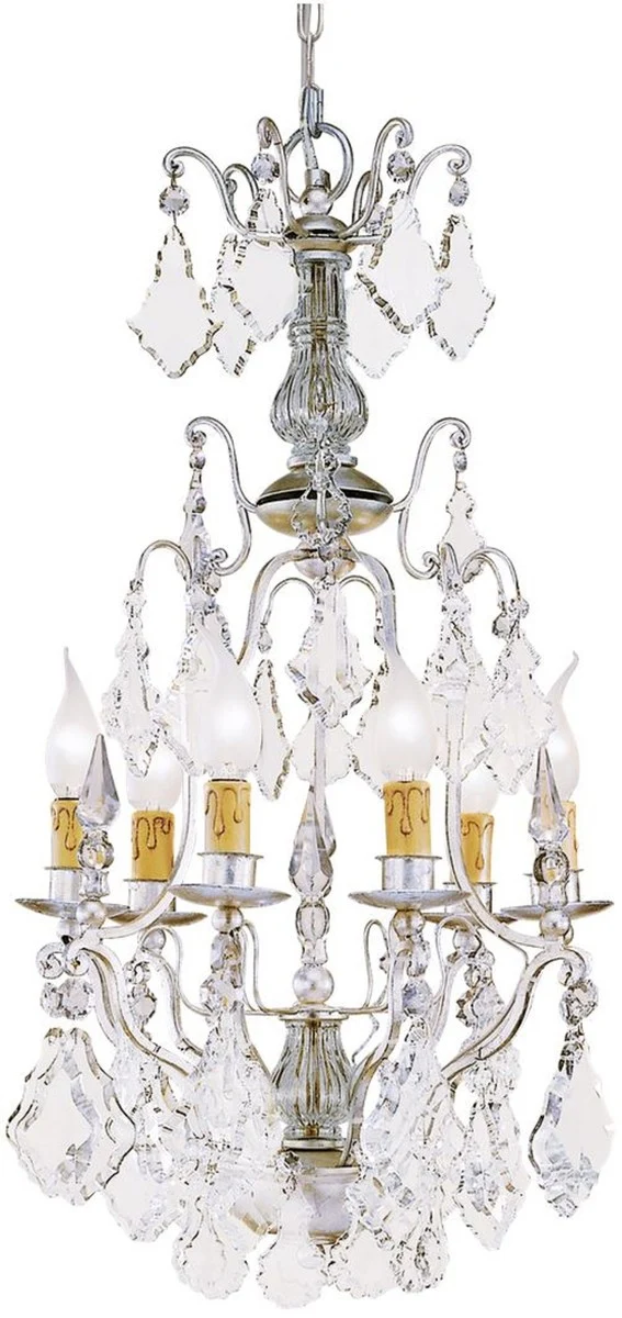 Casa Padrino Luxus Barock Kristall Kronleuchter Silber / Gold Ø 35 x H. 70 cm - Eleganter Lüster im Barockstil - Luxus Qualität - Made in Italy