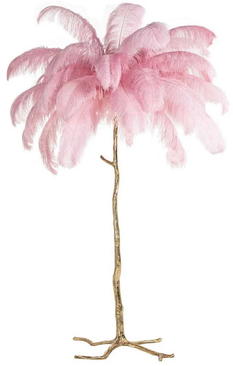 Casa Padrino Luxus Stehleuchte Palme Rosa / Gold 110 x 110 x H. 175 cm - Moderne Stehlampe im Palmen Design - Luxus Leuchten - Luxus Qualität