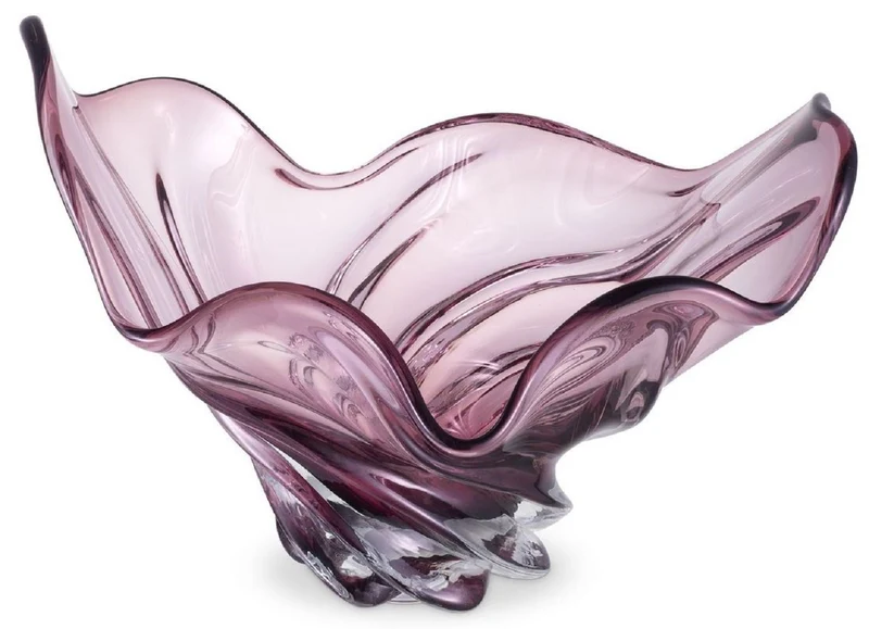 Casa Padrino Luxus Schüssel Lila 42 x 27 x H. 25 cm - Moderne Deko Schüssel aus mundgeblasenem Glas - Deko Accessoires - Luxus Qualität