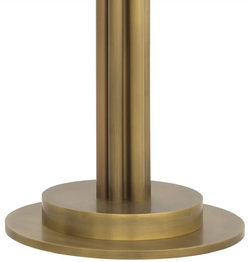 Casa Padrino Luxus Stehleuchte Antik Messingfarben / Weiß Ø 60 x H. 195 cm - Runde Metall Stehleuchte mit Glas Lampenschirm - Luxus Kollektion