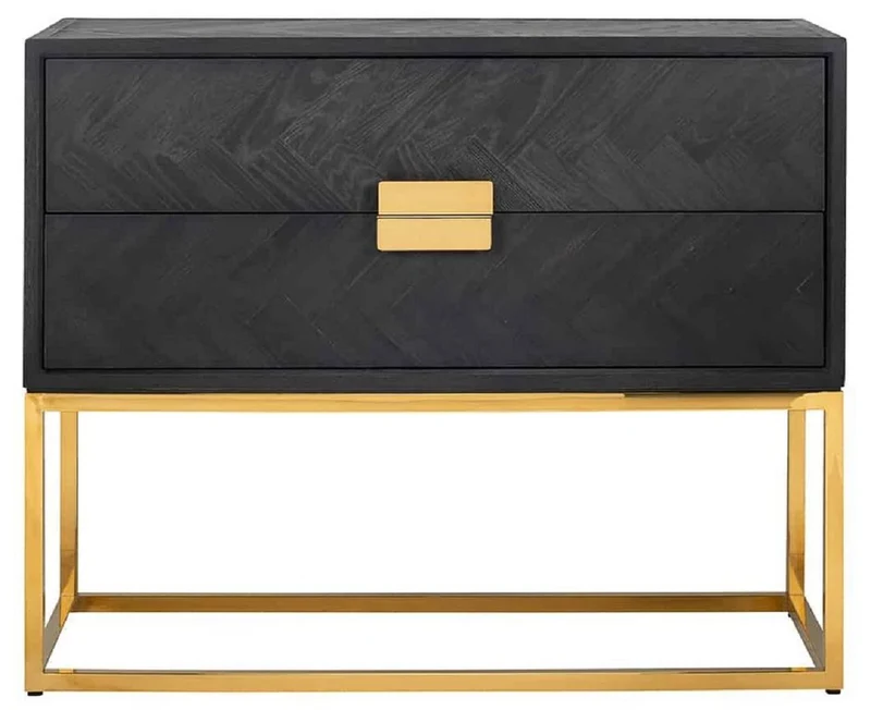 Casa Padrino Luxus Massivholz Kommode mit 2 Schubladen Schwarz / Gold 108 x 45 x H. 87 cm - Wohnzimmer Möbel - Hotel Möbel - Luxus Kollektion