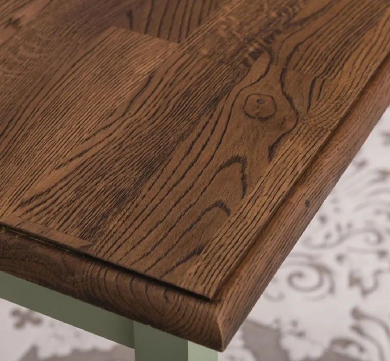Casa Padrino Landhausstil Esstisch Dunkelbraun / Grün 140 x 70 x H. 78 cm - Massivholz Küchentisch - Landhausstil Esszimmer Möbel