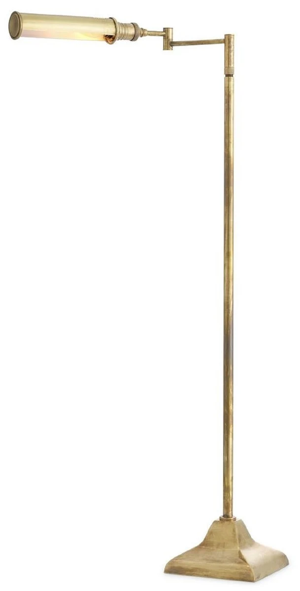 Casa Padrino Luxus Stehleuchte Vintage Messingfarben 18 x H. 102-136 cm - Höhenverstellbare Stehleuchte mit Schwenkarm - Luxus Kollektion