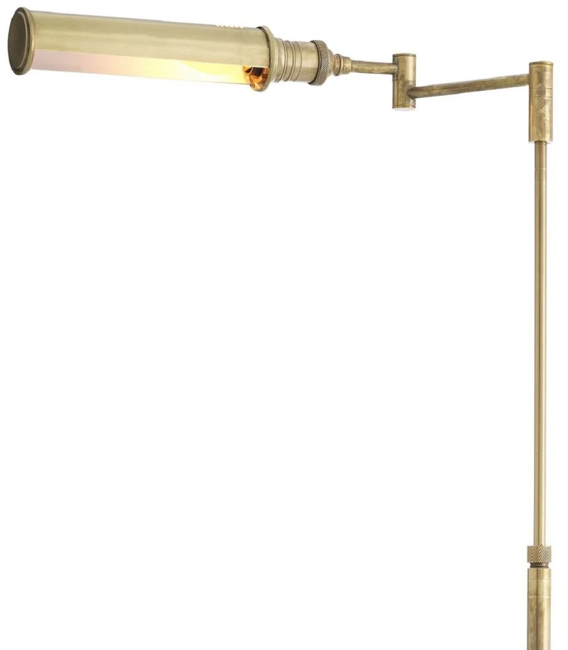 Casa Padrino Luxus Stehleuchte Vintage Messingfarben 18 x H. 102-136 cm - Höhenverstellbare Stehleuchte mit Schwenkarm - Luxus Kollektion