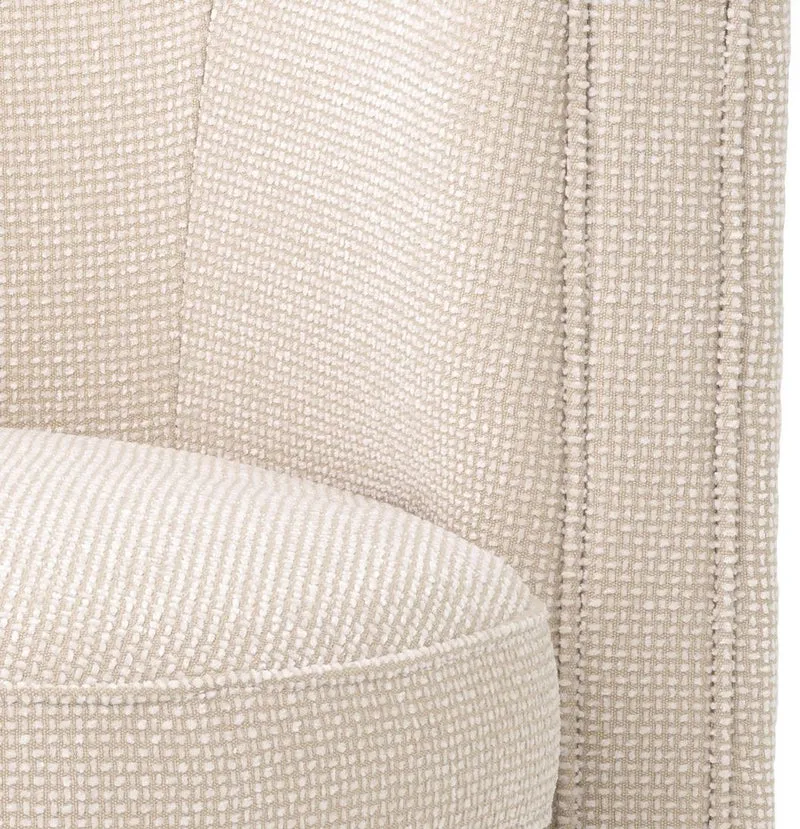 Casa Padrino Luxus Drehsessel Beige / Matt Gold 80 x 73 x H. 71,5 cm - Gepolsteter Wohnzimmer Sessel - Luxus Wohnzimmer Möbel