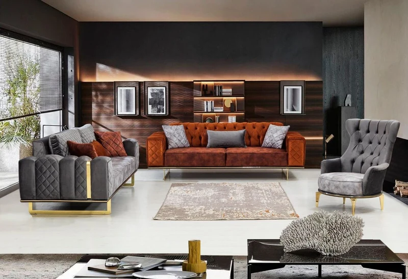 Casa Padrino Luxus Schlafsofa Orange / Gold 230 x 91 x H. 80 cm - Modernes Wohnzimmer Sofa - Wohnzimmer Möbel