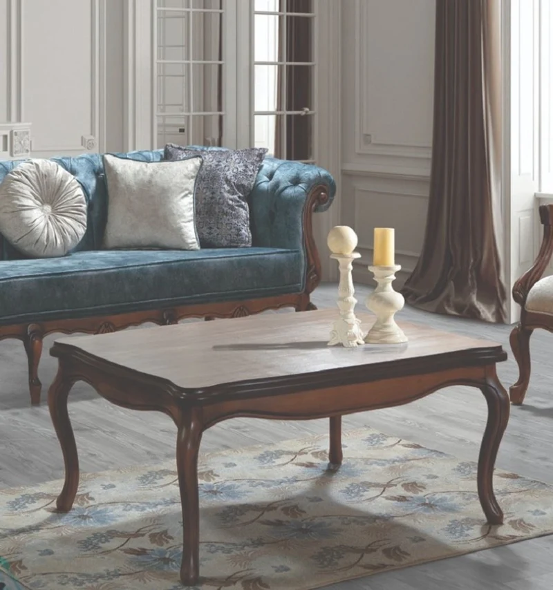 Casa Padrino Luxus Barock Wohnzimmer Set Blau / Grau / Braun - 2 Sofas & 2 Sessel & 1 Couchtisch - Wohnzimmer Möbel im Barockstil - Edel & Prunkvoll