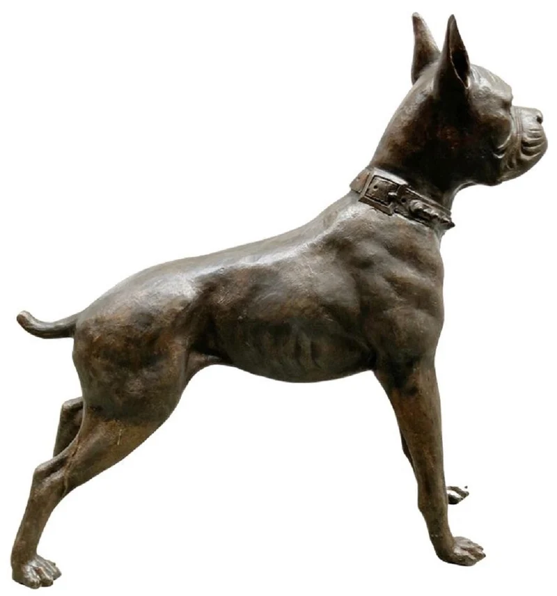 Casa Padrino Luxus Bronze Skulptur Boxer Hund Bronzefarben 85 x 28 x H. 95 cm - Bronze Dekofigur - Wohnzimmer Dekofigur - Luxus Wohnzimmer Deko Accessoires