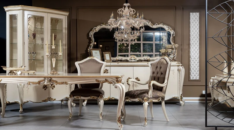 Casa Padrino Luxus Barock Vitrine Cremefarben / Weiß / Gold - Handgefertigter Massivholz Vitrinenschrank mit 2 Glastüren - Barock Möbel