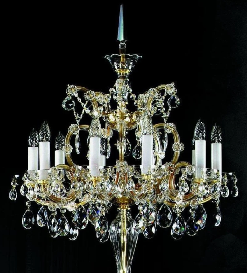 Casa Padrino Luxus Barock Kristall Stehleuchte Gold Ø 68 x H. 168 cm - Prunkvolle Stehlampe mit Böhmischem Kristallglas - Barock Kristall Leuchten - Luxus Qualität