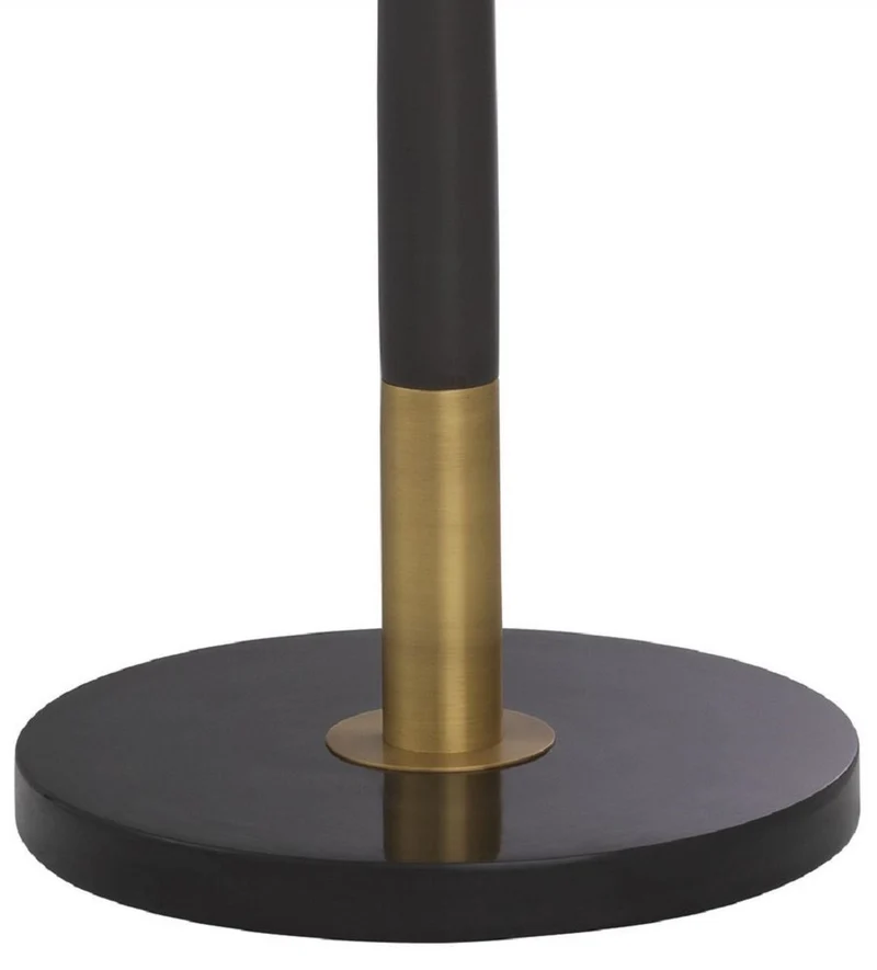 Casa Padrino Luxus Stehleuchte Antik Messingfarben / Schwarz / Weiß 61 x 35 x H. 181,5 cm - Messing Stehleuchte mit Glas Lampenschirm und Marmorsockel - Luxus Kollektion