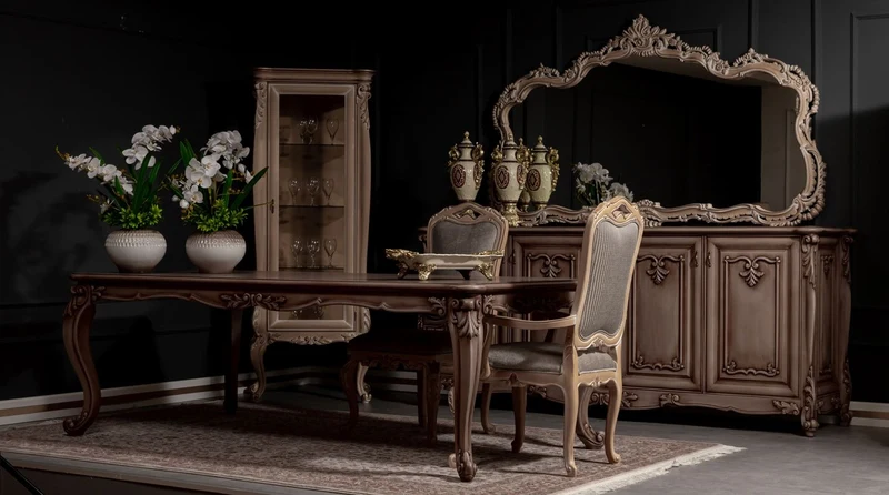 Casa Padrino Luxus Barock Esstisch Braun - Prunkvoller Massivholz Esszimmertisch im Barockstil - Barock Esszimmer Möbel