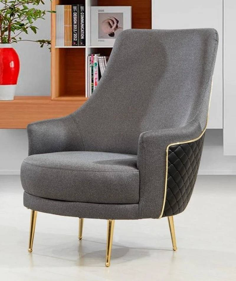 Casa Padrino Luxus Sessel Grau / Schwarz / Gold 75 x 90 x H. 95 cm - Moderner Wohnzimmer Sessel - Wohnzimmer Möbel