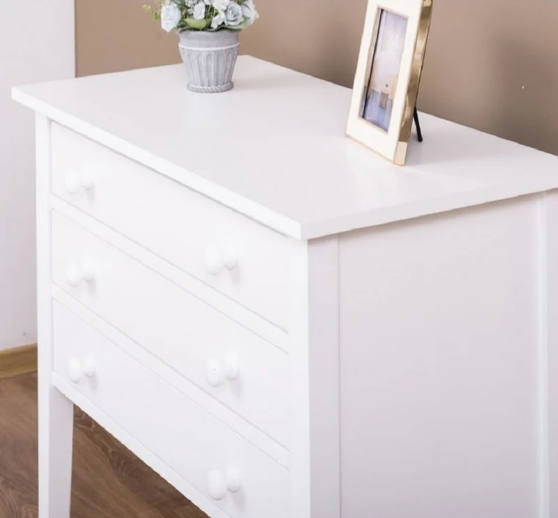 Casa Padrino Landhausstil Massivholz Kommode mit 3 Schubladen Weiß 80 x 41 x H. 75 cm - Landhausstil Möbel
