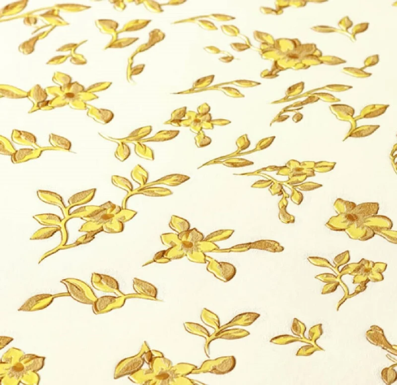 Versace Designer Tapete Barock Blumen 935855 Beige / Braun / Gelb - Satintapete mit elegantem Muster - Hochwertige Qualität