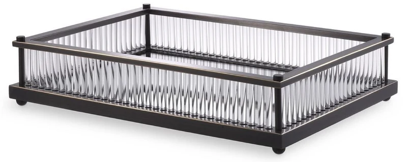 Casa Padrino Luxus Serviertablett Bronzefarben 39,5 x 28,5 x H. 9 cm - Verspiegeltes Edelstahl Tablett - Luxus Gastronomie Accessoires