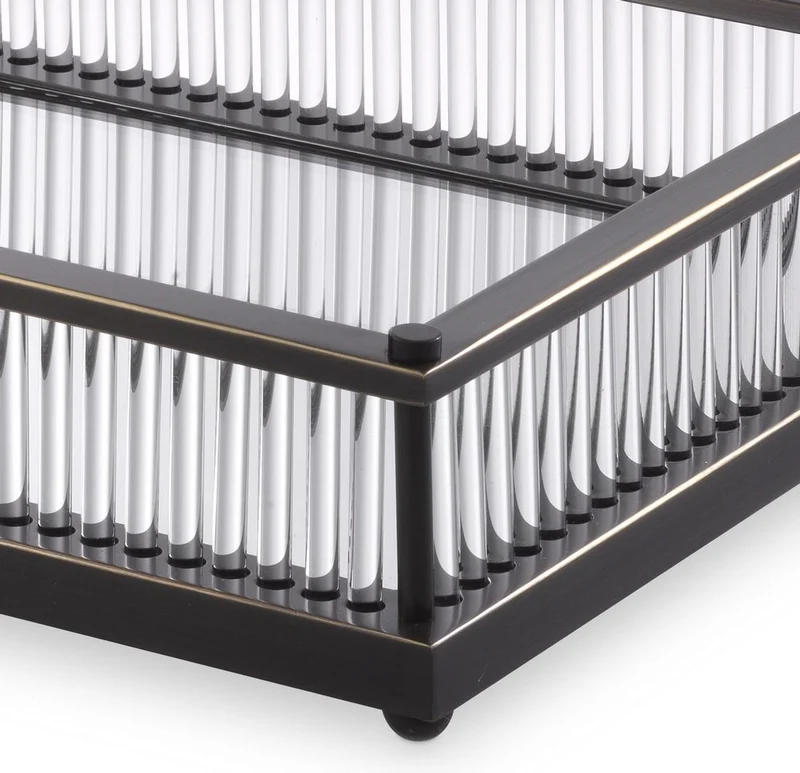 Casa Padrino Luxus Serviertablett Bronzefarben 39,5 x 28,5 x H. 9 cm - Verspiegeltes Edelstahl Tablett - Luxus Gastronomie Accessoires