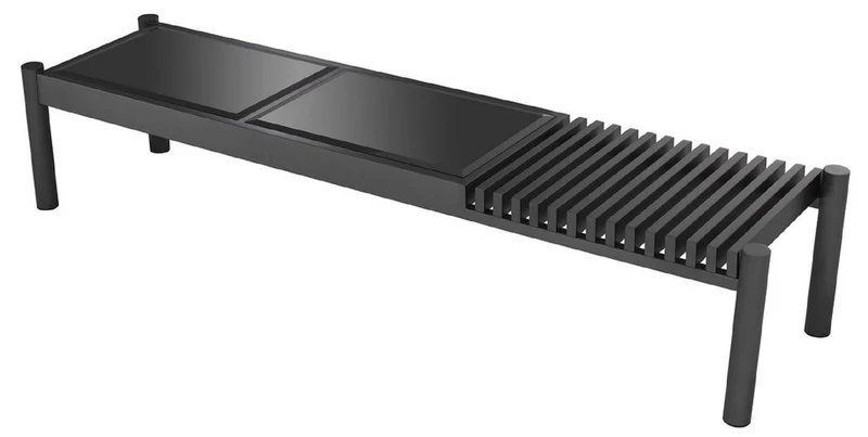 Casa Padrino Luxus Couchtisch Bronzefarben / Schwarz 180 x 44 x H. 35,5 cm - Edelstahl Wohnzimmertisch mit Glasplatten - Wohnzimmer Möbel - Luxus Möbel
