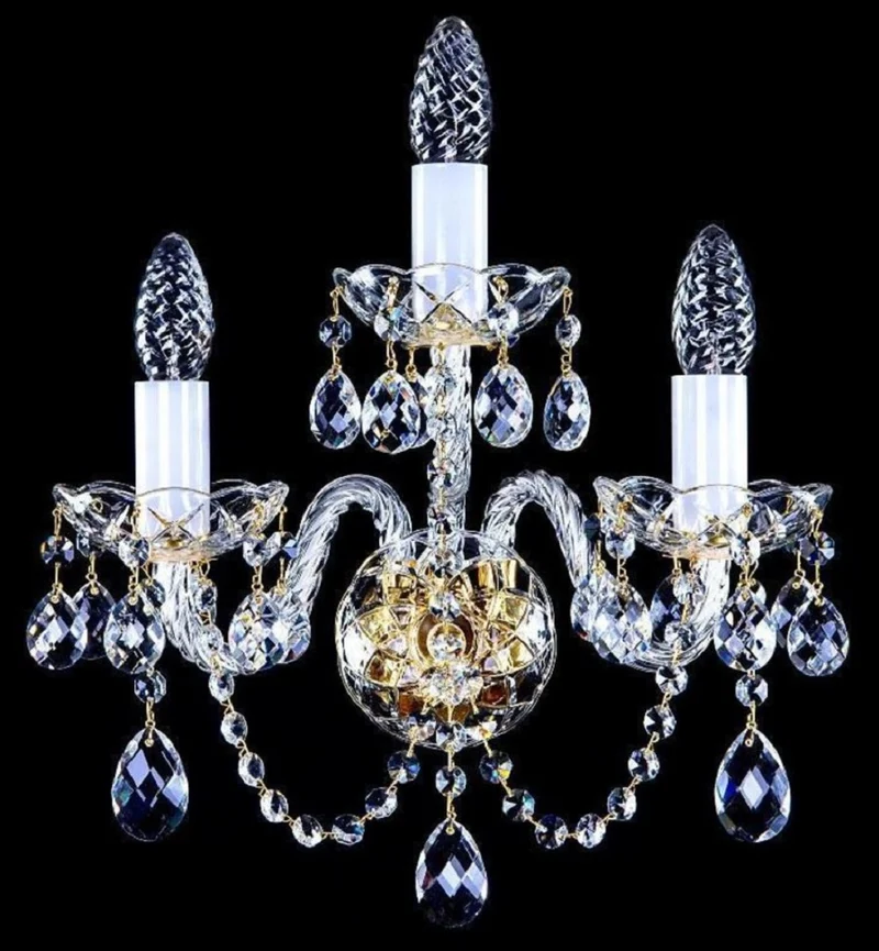 Casa Padrino Luxus Barock Kristall Wandleuchte Gold 34 x 17 x H. 38 cm - Prunkvolle Wandlampe mit Böhmischem Kristallglas - Barock Wandleuchten