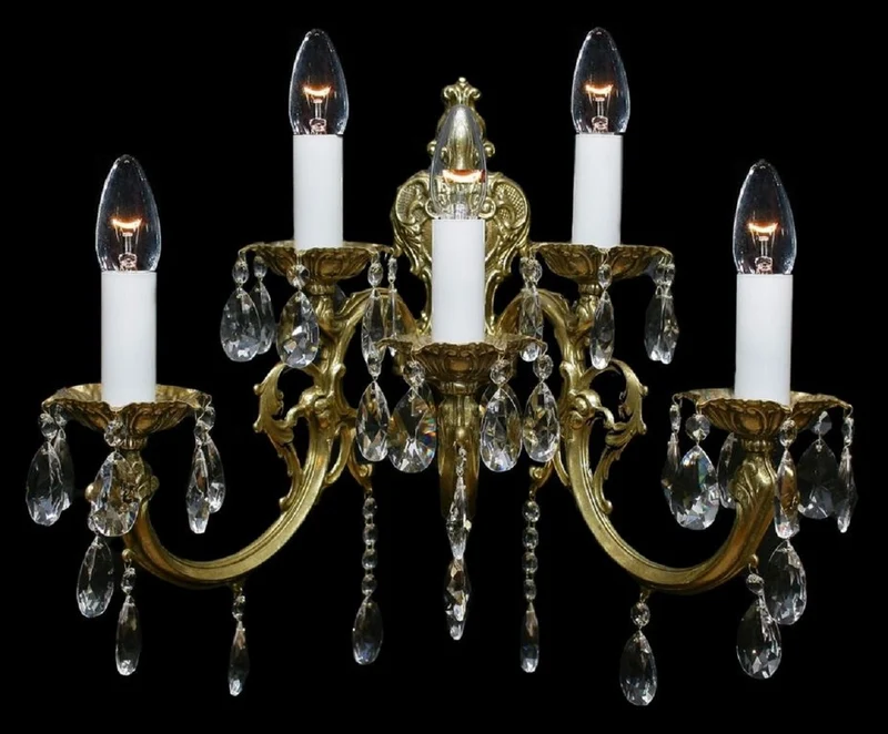 Casa Padrino Luxus Barock Kristall Wandleuchte Bronze 48 x H. 45 cm - Prunkvolle Wandlampe mit Böhmischem Kristallglas - Edel & Prunkvoll