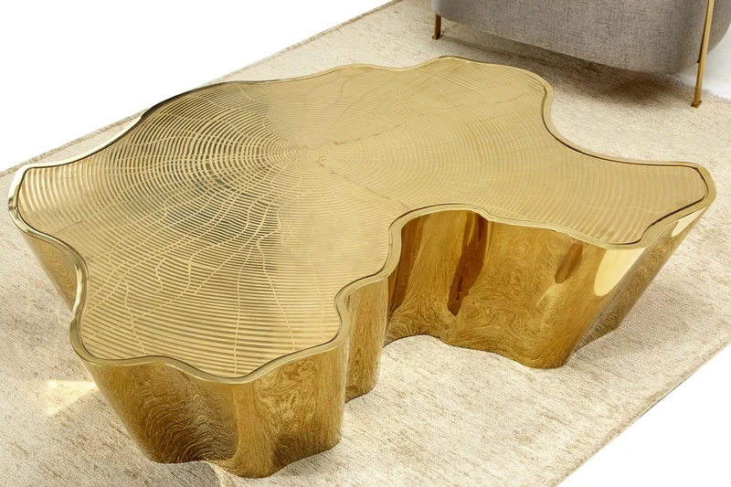 Casa Padrino Luxus Couchtisch Gold 127 x 90 x H. 30 cm - Edelstahl Wohnzimmertisch - Luxus Wohnzimmer & Hotel Möbel