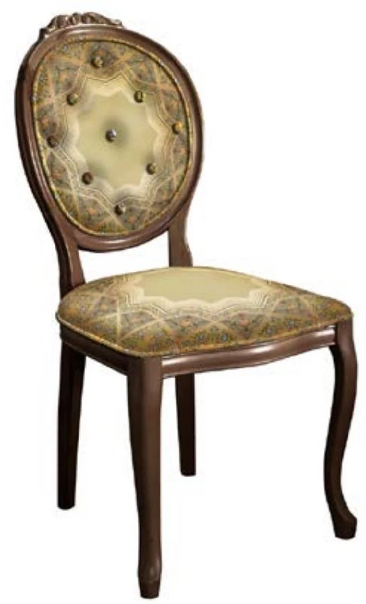 Casa Padrino Barock Esszimmerstuhl Set Mehrfarbig / Braun - 6 Handgefertigte Küchen Stühle im Barockstil - Barock Esszimmer Möbel