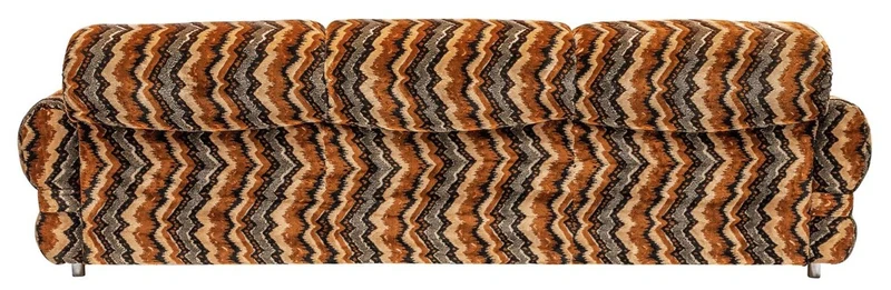 Casa Padrino Luxus 70er Jahre Design Sofa Beige / Braun / Schwarz 228 x 93 x H. 70 cm - Retro Wohnzimmer Sofa mit Rollen - 70er Jahre Design Wohnzimmer Möbel