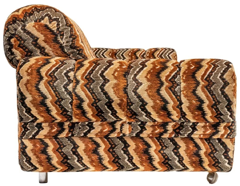 Casa Padrino Luxus 70er Jahre Design Sofa Beige / Braun / Schwarz 228 x 93 x H. 70 cm - Retro Wohnzimmer Sofa mit Rollen - 70er Jahre Design Wohnzimmer Möbel