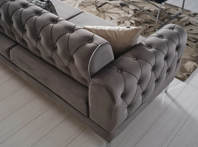 Casa Padrino Luxus Schlafsofa Grau / Silber 225 x 95 x H. 83 cm - Wohnzimmer Sofa mit 4 Kissen - Luxus Wohnzimmer Möbel