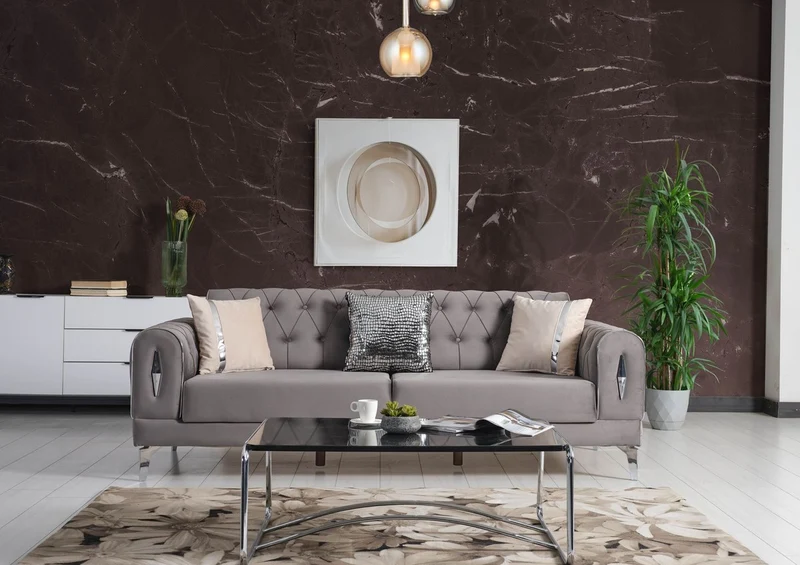 Casa Padrino Luxus Schlafsofa Grau / Silber 225 x 95 x H. 83 cm - Wohnzimmer Sofa mit 4 Kissen - Luxus Wohnzimmer Möbel