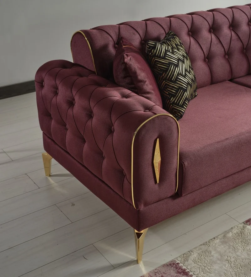 Casa Padrino Luxus Schlafsofa Weinrot / Gold 225 x 95 x H. 83 cm - Wohnzimmer Sofa mit 4 Kissen - Luxus Wohnzimmer Möbel