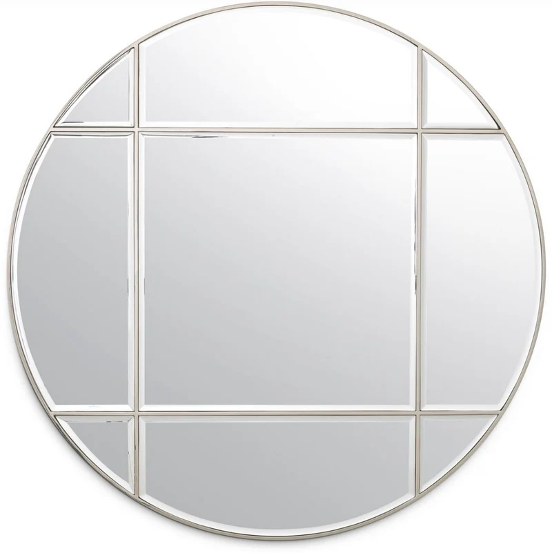 Casa Padrino Luxus Spiegel Silber Ø 110 cm - Runder Wandspiegel - Wohnzimmer Spiegel - Garderoben Spiegel - Luxus Qualität