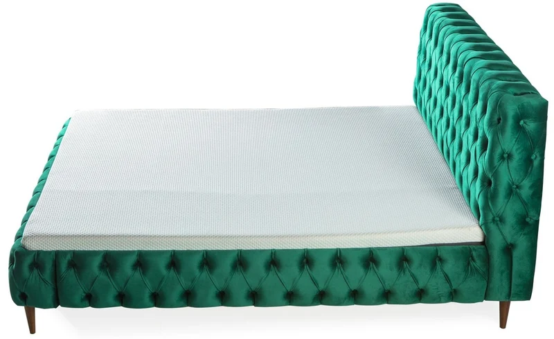 Casa Padrino Luxus Chesterfield Doppelbett Grün / Braun - Verschiedene Größen - Modernes Bett mit Matratze - Schlafzimmer Möbel