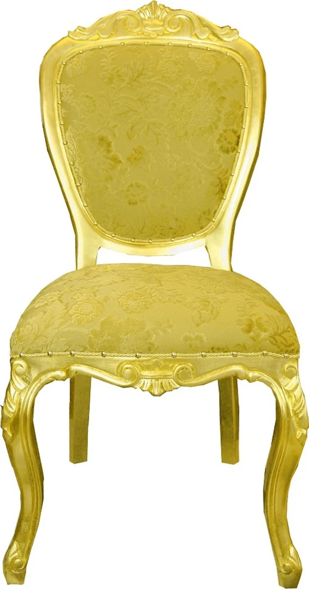 Pompöös by Casa Padrino Luxus Barock Esszimmerstühle Gold Bouquet Muster / Gold - Pompööse Barock Stühle designed by Harald Glööckler - 6 Esszimmerstühle - Barock Esszimmer Möbel