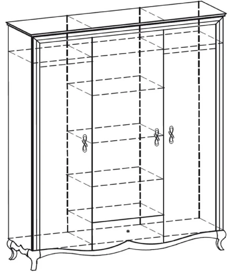 Casa Padrino Luxus Jugendstil Schlafzimmerschrank Hochglanz Weiß / Braun 164,2 x 62,5 x H. 209,5 cm - Verspiegelter Massivholz Kleiderschrank mit 3 Türen und Schublade - Schlafzimmer Möbel